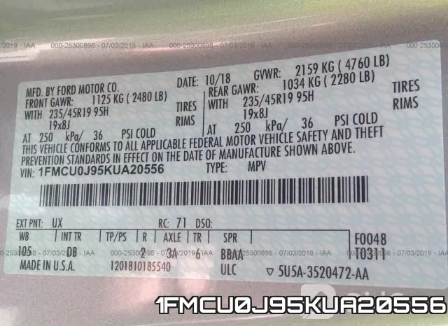1FMCU0J95KUA20556 фото 10