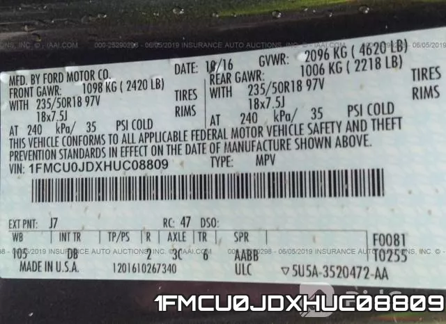 1FMCU0JDXHUC08809 фото 10