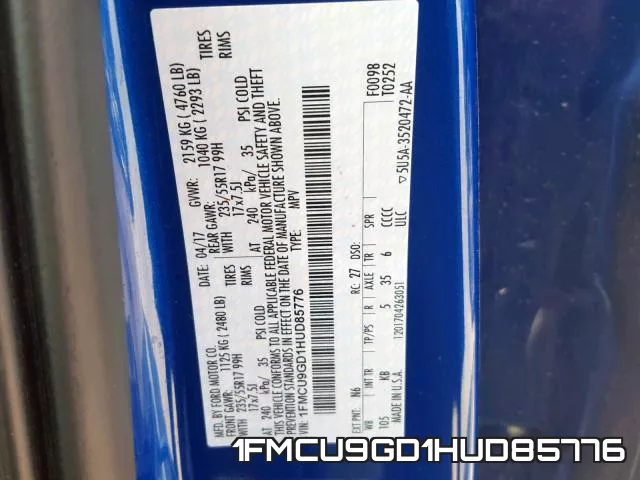 1FMCU9GD1HUD85776 фото 2