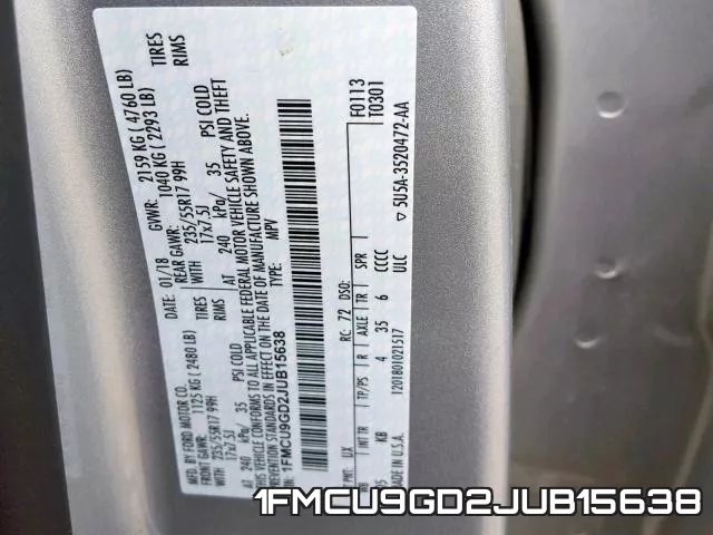 1FMCU9GD2JUB15638 фото 2