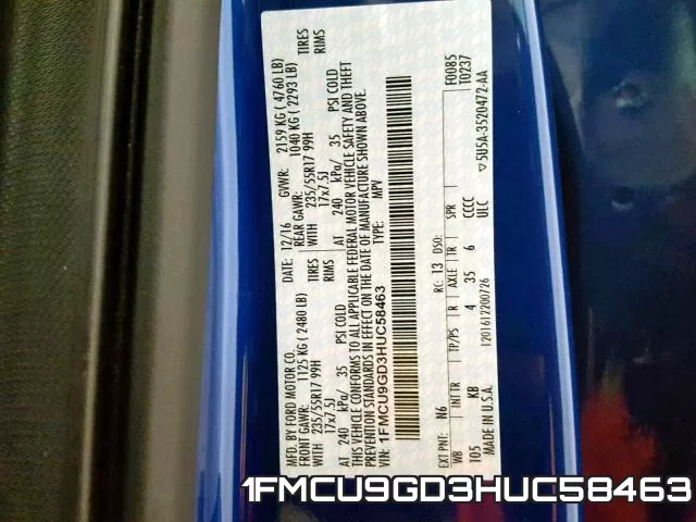 1FMCU9GD3HUC58463 фото 2