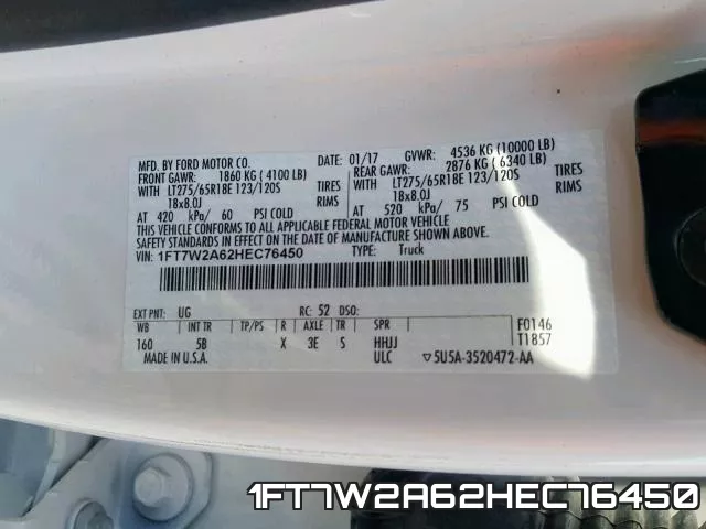 1FT7W2A62HEC76450 фото 2