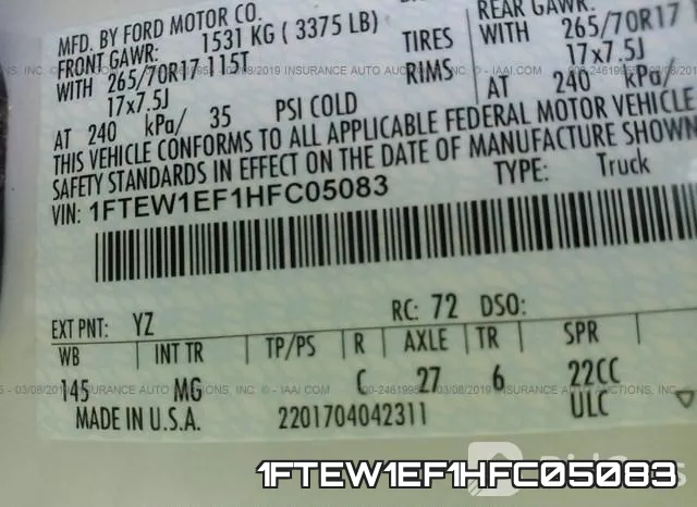 1FTEW1EF1HFC05083 фото 10