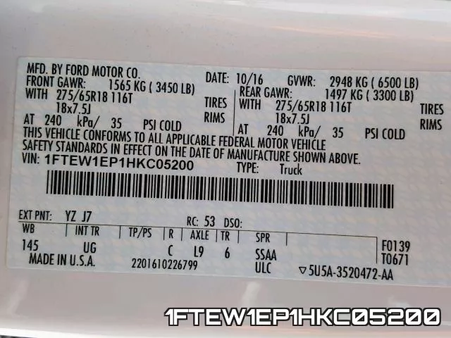 1FTEW1EP1HKC05200 фото 2