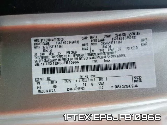 1FTEX1EP6JFB10966 фото 2