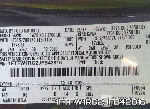 1FTFW1RG2JFB42816 фото 10