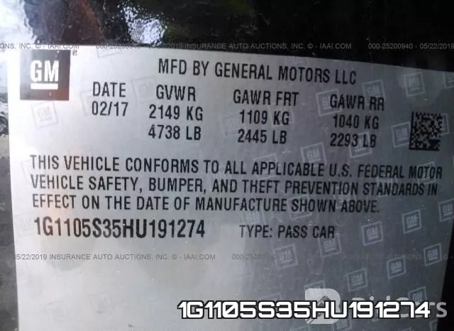 1G1105S35HU191274 фото 10