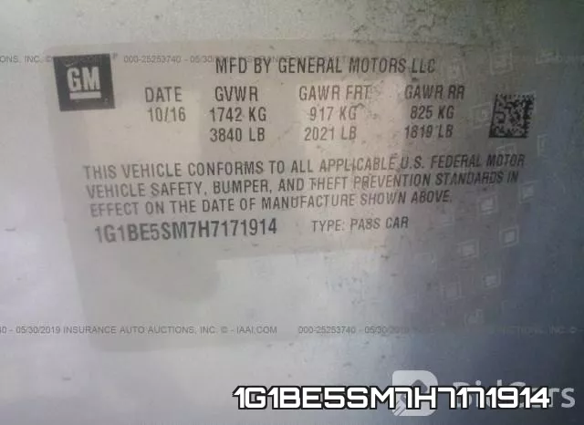 1G1BE5SM7H7171914 фото 10