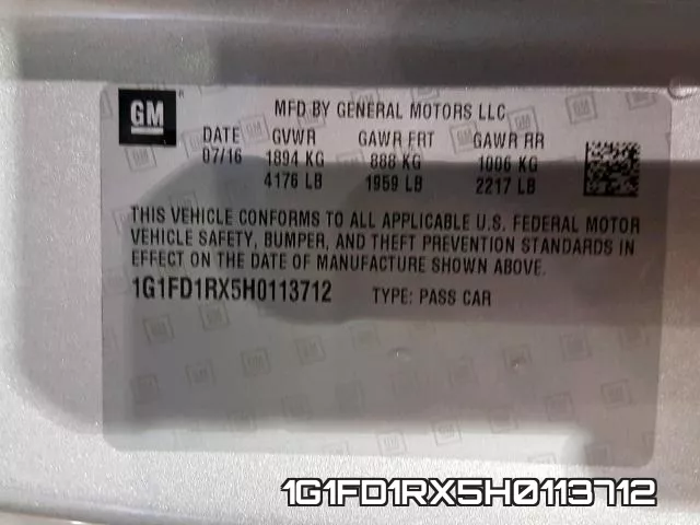 1G1FD1RX5H0113712 фото 2