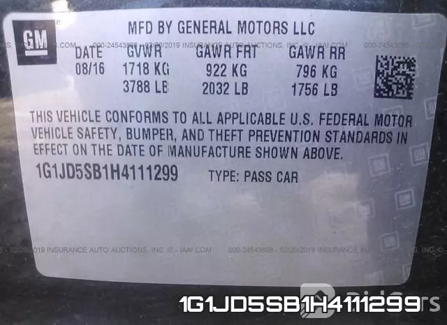 1G1JD5SB1H4111299 фото 10