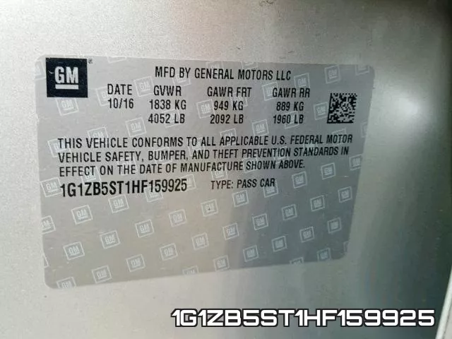 1G1ZB5ST1HF159925 фото 2