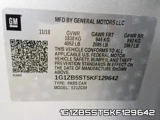 1G1ZB5ST5KF129642 фото 2