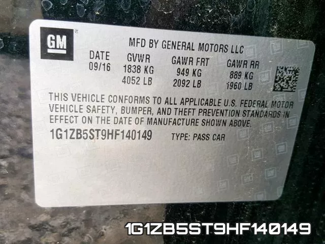 1G1ZB5ST9HF140149 фото 2