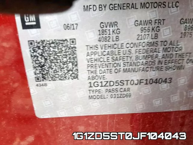 1G1ZD5ST0JF104043 фото 2