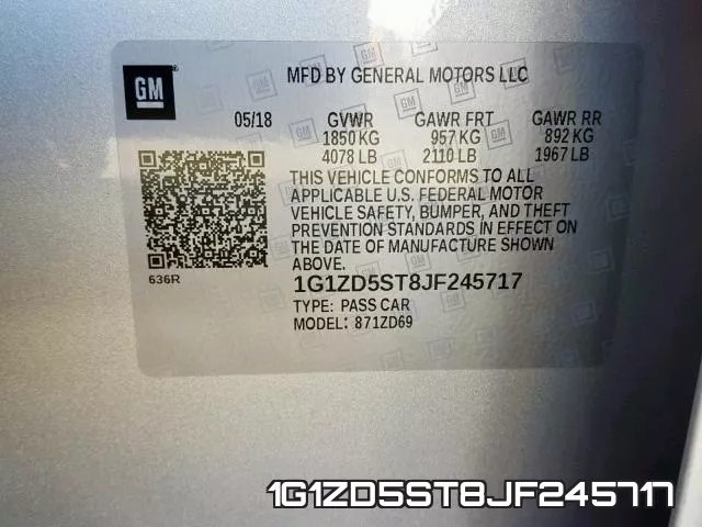1G1ZD5ST8JF245717 фото 2