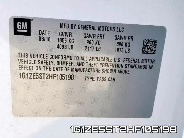 1G1ZE5ST2HF105198 фото 2