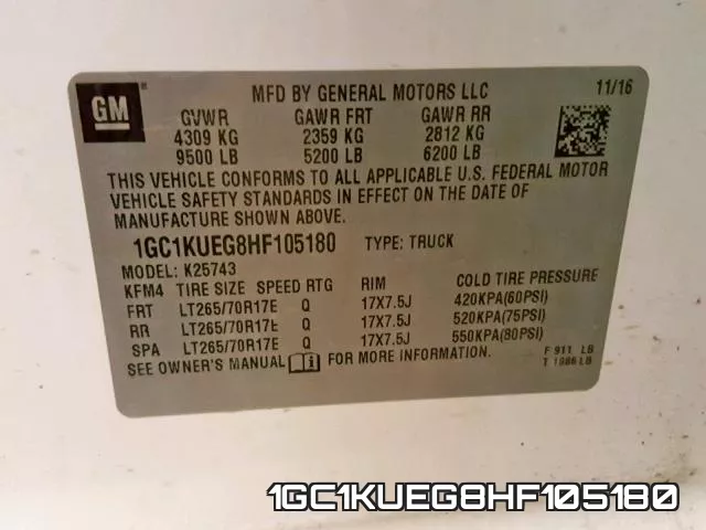 1GC1KUEG8HF105180 фото 2
