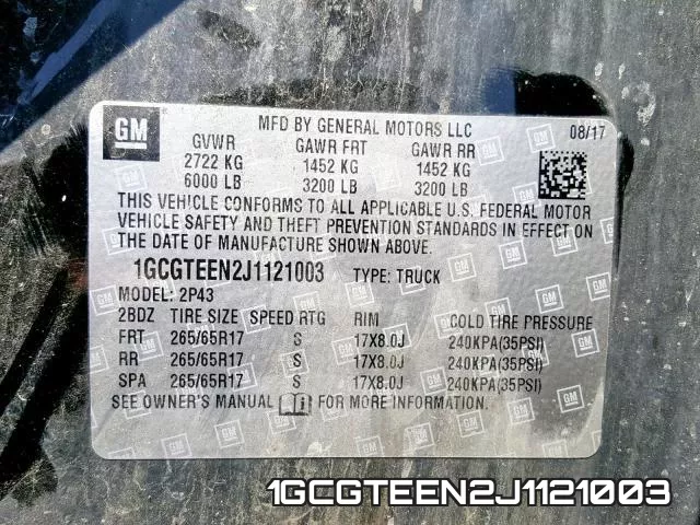 1GCGTEEN2J1121003 фото 2