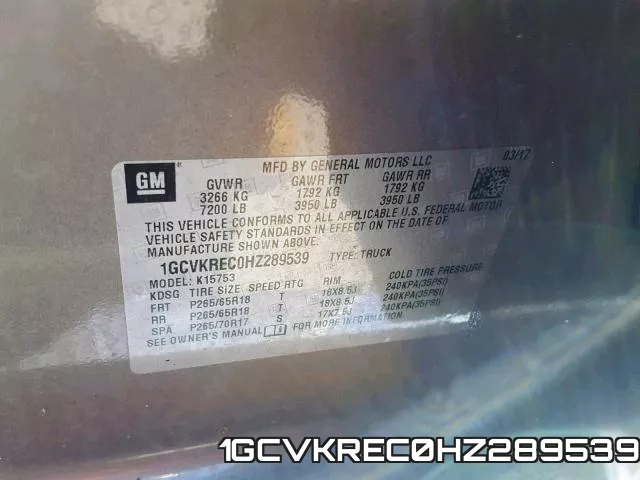 1GCVKREC0HZ289539 фото 2