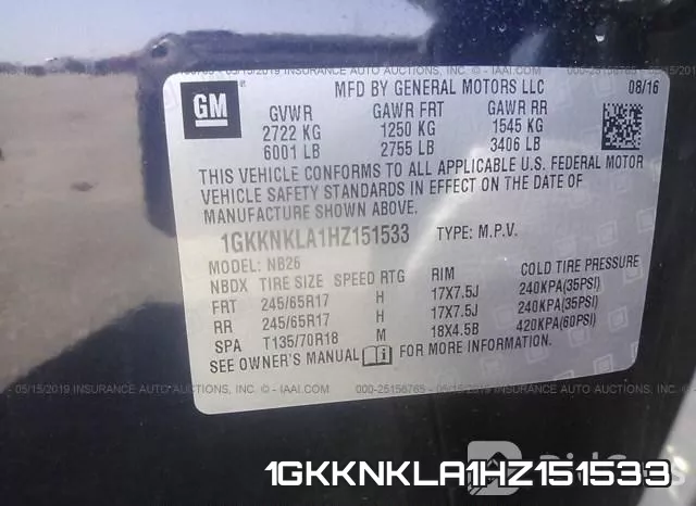 1GKKNKLA1HZ151533 фото 10