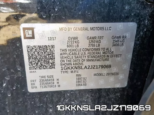 1GKKNSLA2JZ179069 фото 2