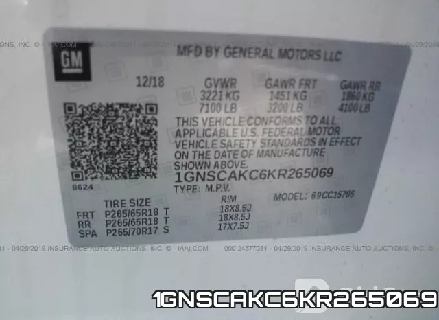 1GNSCAKC6KR265069 фото 10