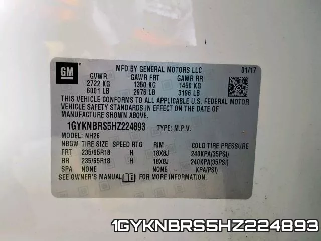 1GYKNBRS5HZ224893 фото 2
