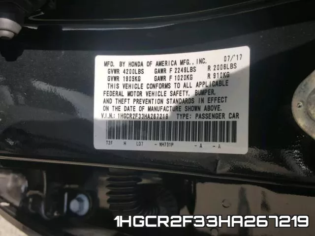 1HGCR2F33HA267219 фото 2