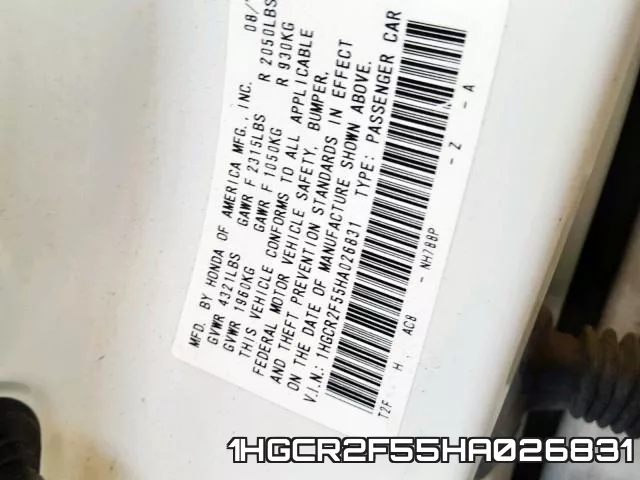 1HGCR2F55HA026831 фото 2
