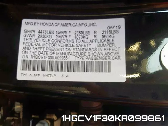 1HGCV1F30KA099861 фото 2