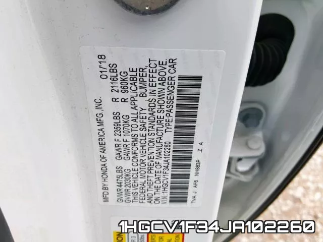 1HGCV1F34JA102260 фото 2