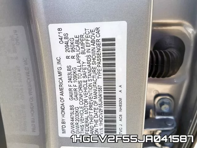 1HGCV2F55JA041587 фото 2