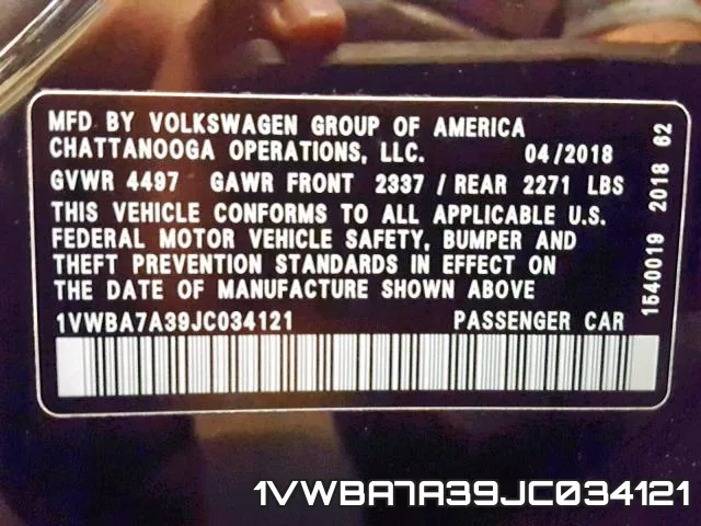 1VWBA7A39JC034121 фото 2