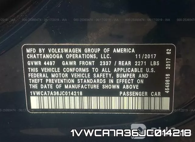 1VWCA7A36JC014218 фото 10