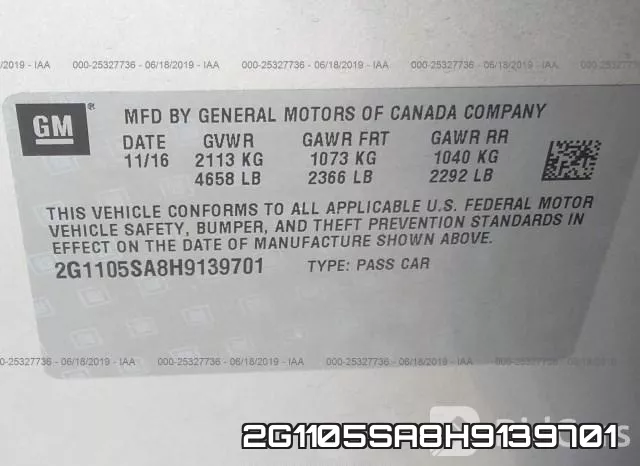 2G1105SA8H9139701 фото 10