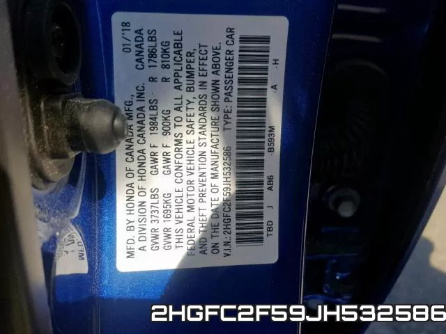 2HGFC2F59JH532586 фото 2