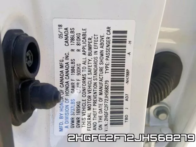 2HGFC2F72JH568279 фото 2