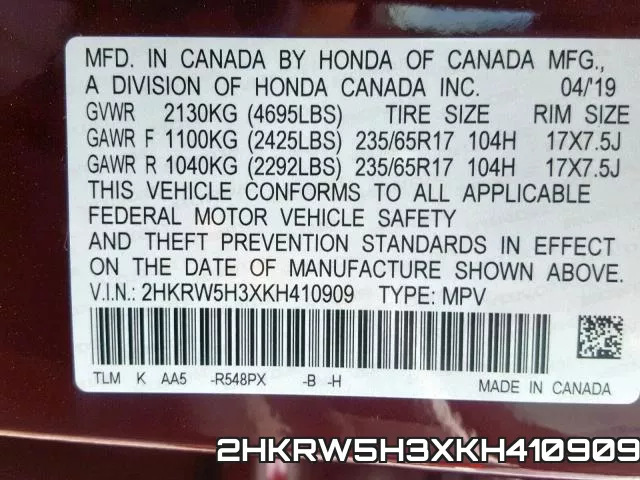 2HKRW5H3XKH410909 фото 2