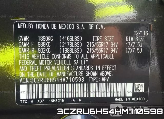 3CZRU6H54HM710598 фото 10