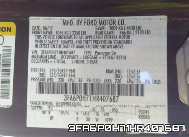 3FA6P0H71HR407687 фото 10