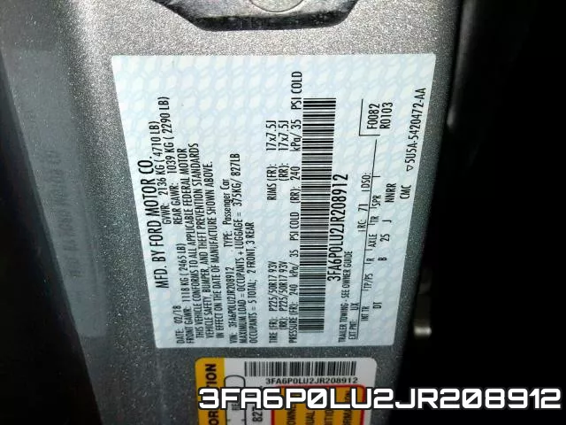 3FA6P0LU2JR208912 фото 2
