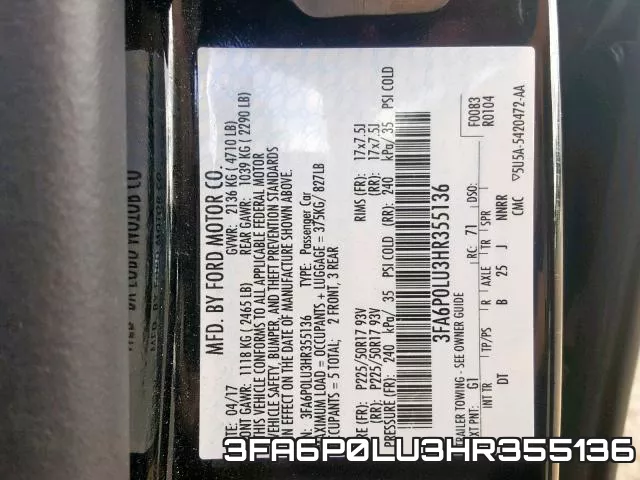 3FA6P0LU3HR355136 фото 2