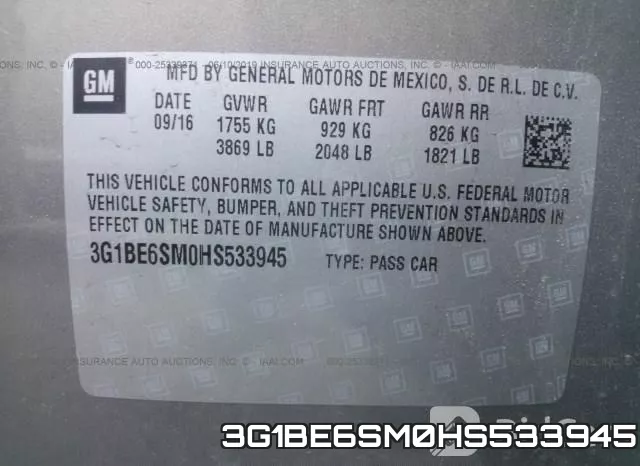 3G1BE6SM0HS533945 фото 10