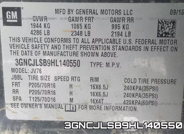 3GNCJLSB9HL140550 фото 10