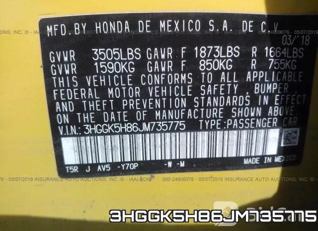 3HGGK5H86JM735775 фото 10