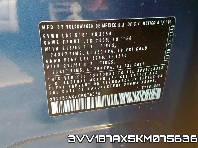 3VV1B7AX5KM075636 фото 2