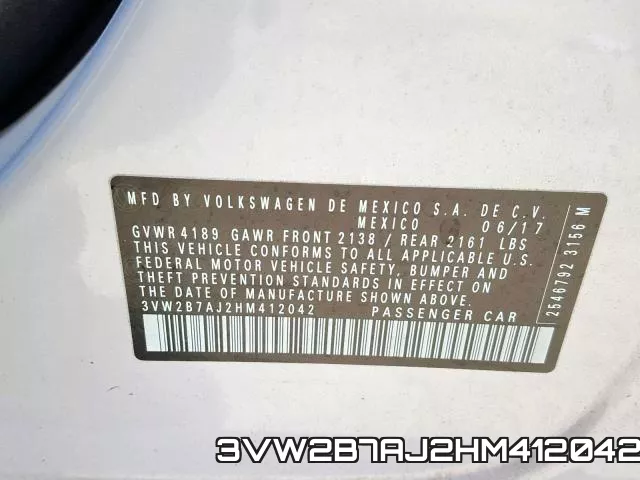 3VW2B7AJ2HM412042 фото 2