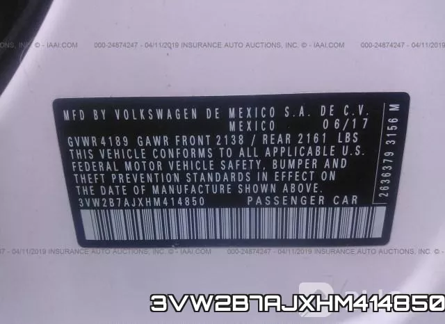 3VW2B7AJXHM414850 фото 10