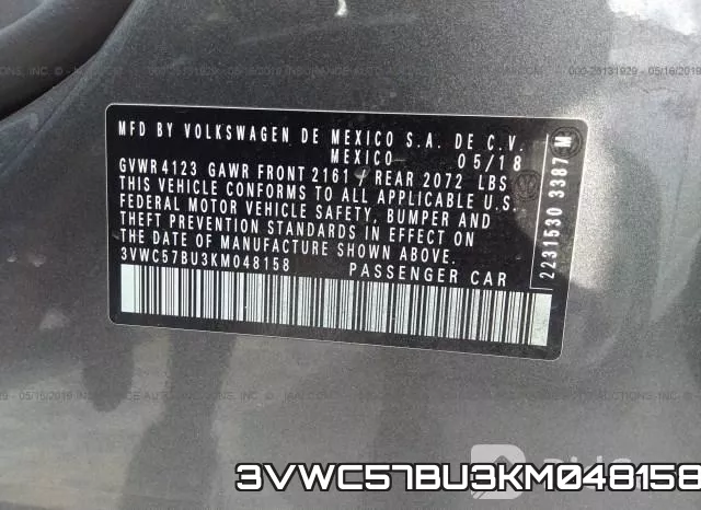 3VWC57BU3KM048158 фото 10