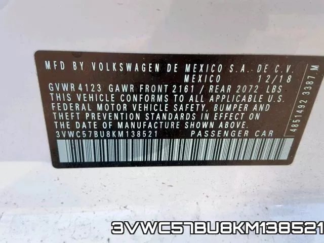 3VWC57BU8KM138521 фото 2